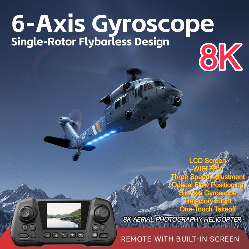 Rc Helicopter Single Rotor - Военный радиоуправляемый вертолет с экраном, 6-осевой