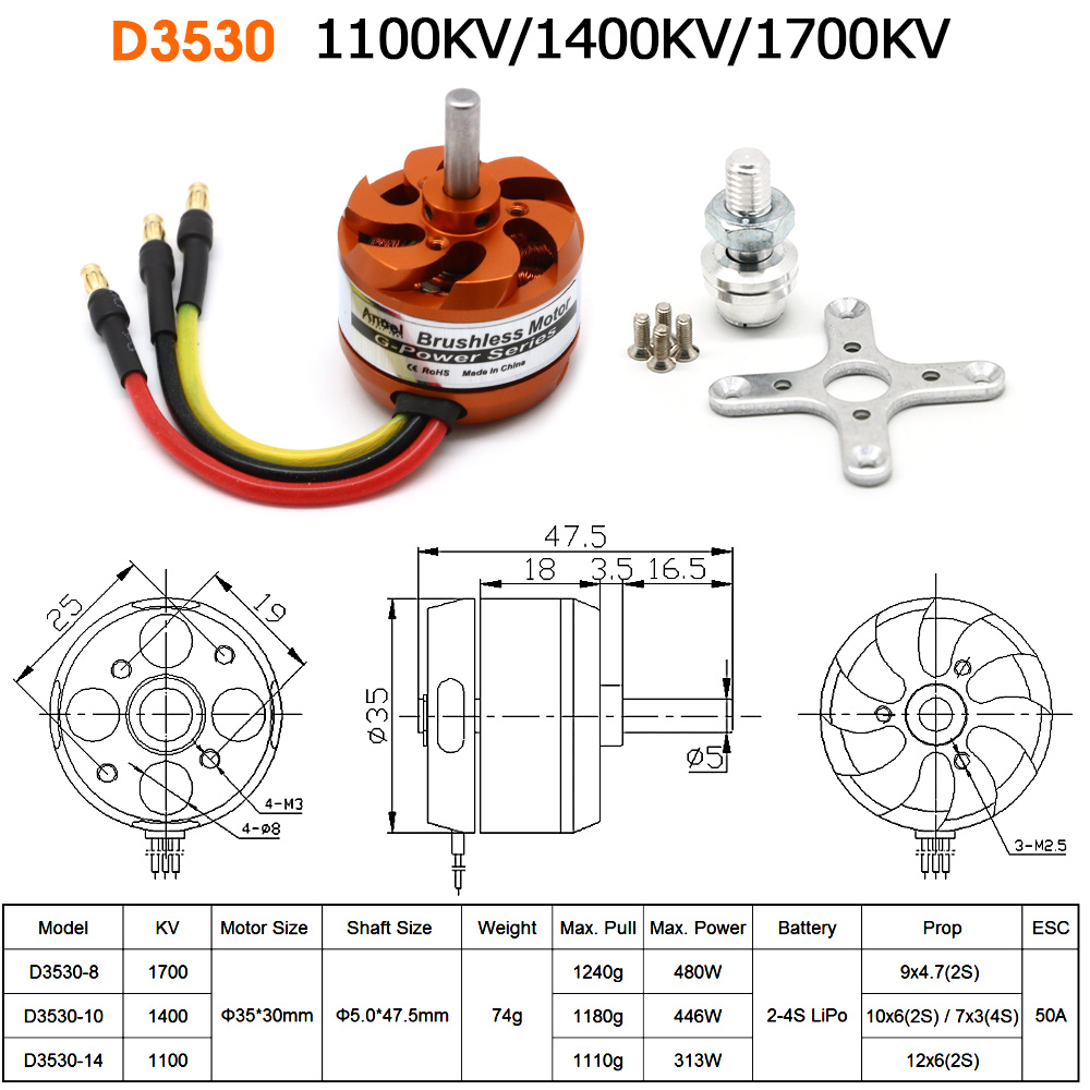 Rc Helicopter Mini - Бесщеточный мотор D3530 1100KV 1400KV 1700KV